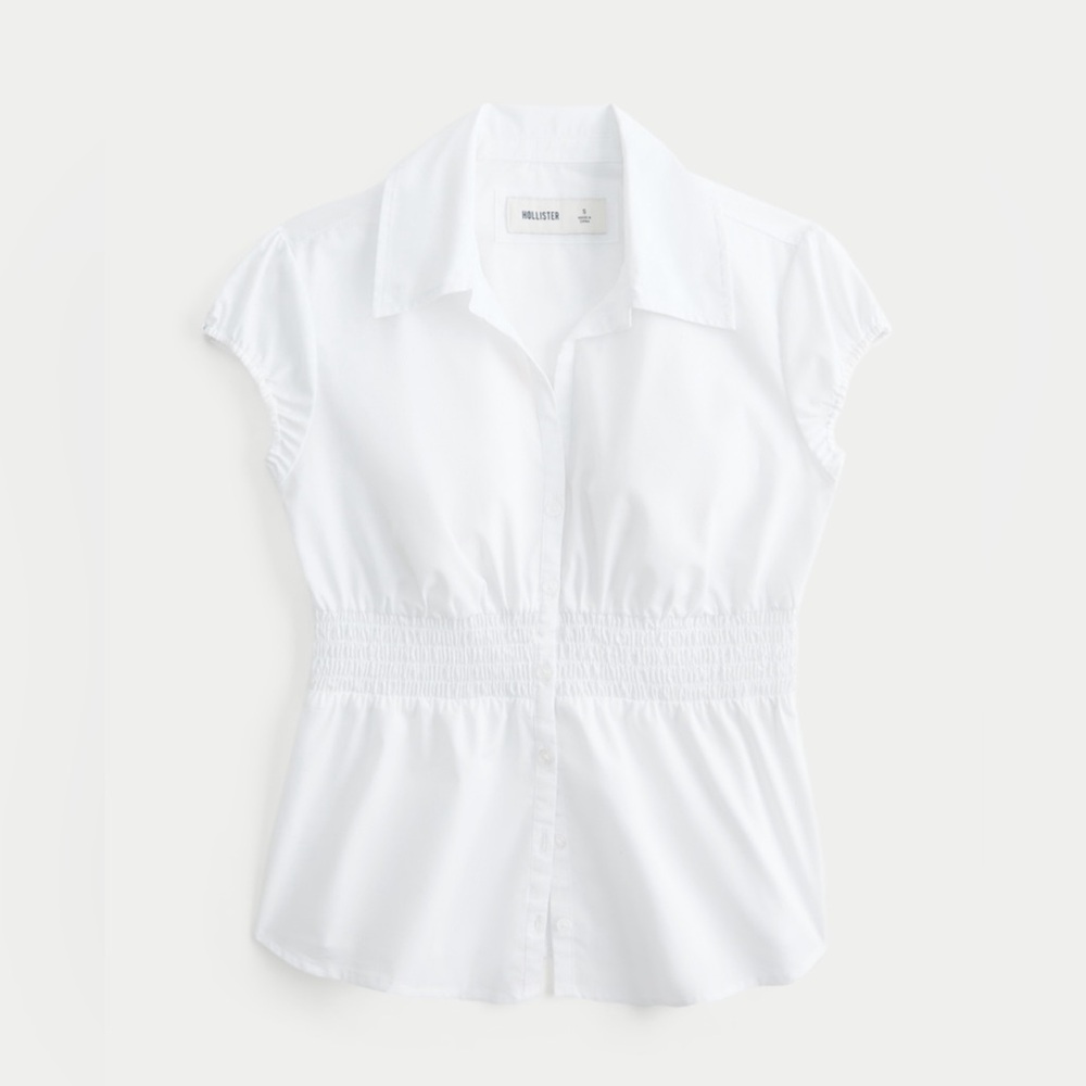 Hollister Smocked Waist Poplin Shirt (Medium)